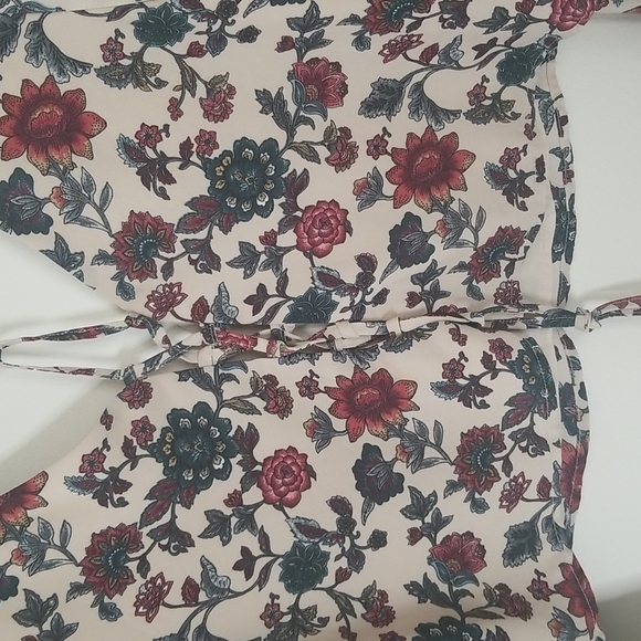 Forever 21  print long sleeve crop top blouse tie in back - Picture 4 of 6